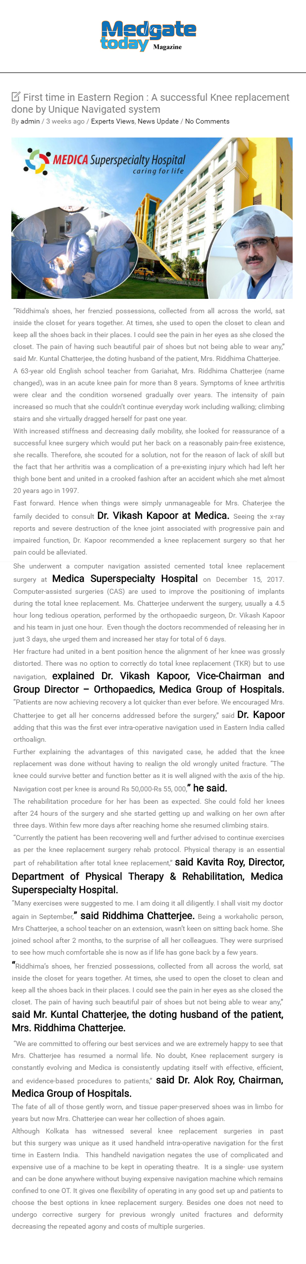 Dr. Vikash Kapoor Press Review